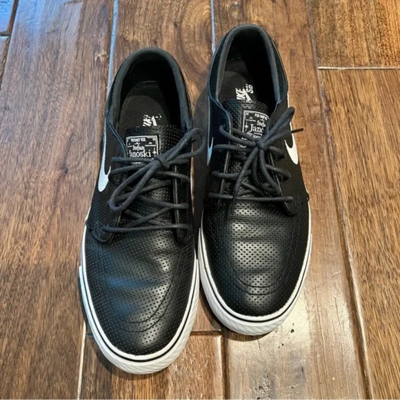 Nike SB Stefan Janoski Low Black Leather Perforated Sneakers Men’s Size 11 - Picture 2 of 8